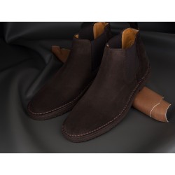 Yanko Stitchdown chelsea boot dark brown suede| Skolyx