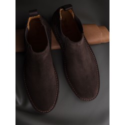 Yanko Stitchdown chelsea boot dark brown suede| Skolyx