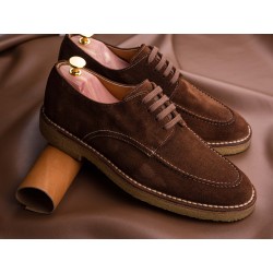 Yanko Stitchdown apron derby medium brown suede| Skolyx