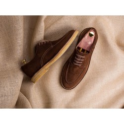 Yanko Stitchdown apron derby medium brown suede| Skolyx