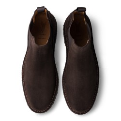 Yanko Stitchdown chelsea boot dark brown suede| Skolyx