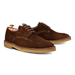 Yanko Stitchdown apron derby medium brown suede| Skolyx