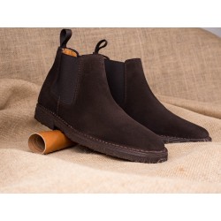 Yanko Stitchdown chelsea boot dark brown suede| Skolyx