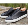 Skolyx Premium sneaker in black leather with white sole | Skolyx