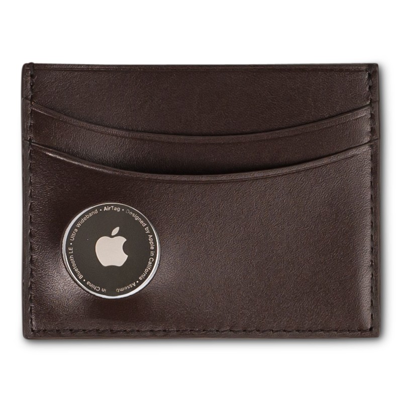 Card holder dark brown leather - AirTag | Skolyx