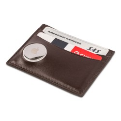 Card holder dark brown leather - AirTag | Skolyx