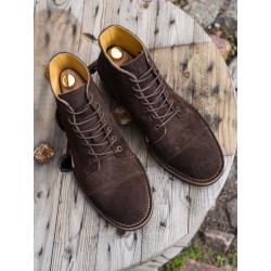 Midas x Skolyx Cap toe service boot dark brown roughout suede | Skolyx