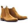 Light brown suede chelsea boot with brogue pattern for ladies