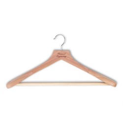 Engraved hanger in cedar | Experts on clothing care | Skolyx