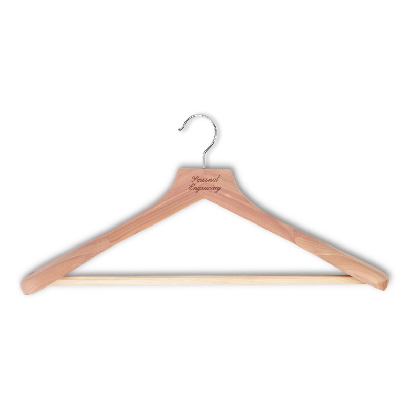 Engraved hanger in cedar | Experts on clothing care | Skolyx