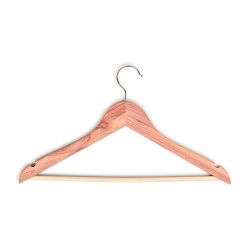 Engraved women's shirt hanger in cedar | Skolyx