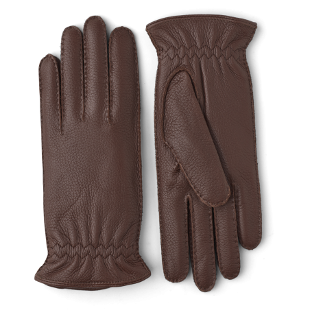 Hestra handmade dress glove cashmere lined elk mid brown | Skolyx