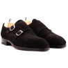 Double monk dark brown suede