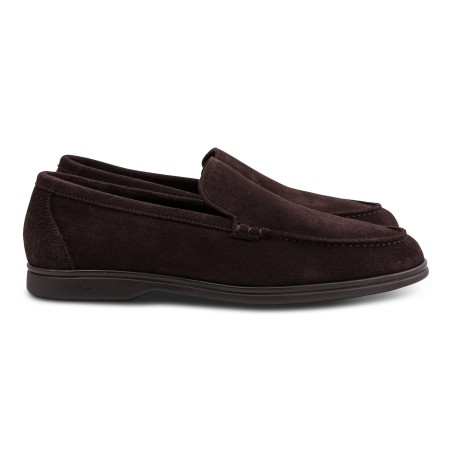 Yanko Traveler loafers dark brown reverse kudu suede with dark sole | Skolyx