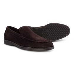 Yanko Traveler loafers dark brown reverse kudu suede with dark sole | Skolyx