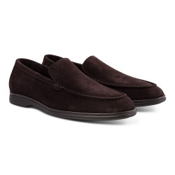 Yanko Traveler loafers dark brown reverse kudu suede with dark sole | Skolyx