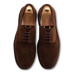 Yanko Stitchdown plain toe derby brown suede| Skolyx