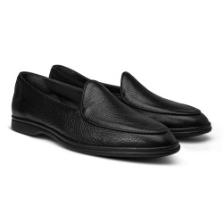 Yanko Traveler Belgian Loafer black deerskin with dark sole | Skolyx