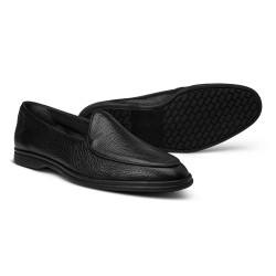 Yanko Traveler Belgian Loafer black deerskin with dark sole | Skolyx