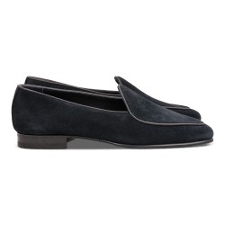 Yanko sorte klassiske Belgian loafers i reverse kudu ruskind | Skolyx