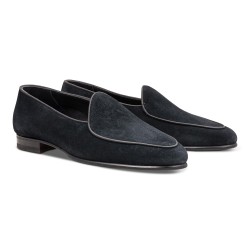 Yanko classic Belgian loafer black reverse kudu suede | Skolyx