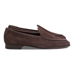 Yanko classic Belgian loafer dark brown reverse kudu suede | Skolyx