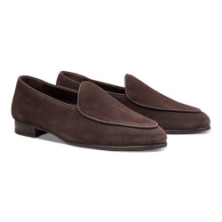 Yanko classic Belgian loafer dark brown reverse kudu suede | Skolyx