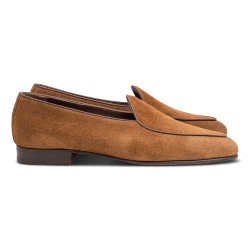 Yanko classic Belgian loafer medium brown reverse kudu suede | Skolyx