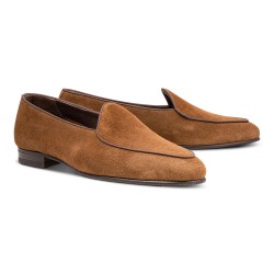 Yanko classic Belgian loafer medium brown reverse kudu suede | Skolyx