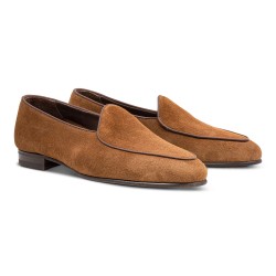 Yanko classic Belgian loafer medium brown reverse kudu suede | Skolyx