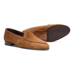 Yanko classic Belgian loafer medium brown reverse kudu suede | Skolyx