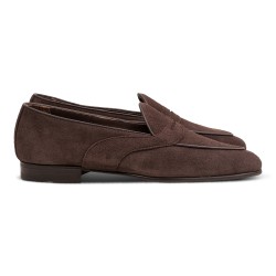 Yanko mørkebrune saddle Belgian loafers i reverse kudu ruskind