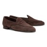 Yanko saddle Belgian loafer dark brown reverse kudu suede | Skolyx