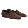 Yanko saddle Belgian loafer dark brown reverse kudu suede | Skolyx