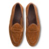 Yanko saddle Belgian loafer medium brown reverse kudu suede | Skolyx