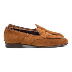 Yanko mellembrune saddle Belgian loafers i reverse kudu ruskind