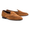 Yanko saddle Belgian loafer medium brown reverse kudu suede | Skolyx