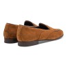 Yanko saddle Belgian loafer medium brown reverse kudu suede | Skolyx