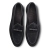 Yanko bow Belgian loafer black reverse kudu suede | Skolyx