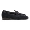 Yanko bow Belgian loafer black reverse kudu suede | Skolyx