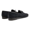 Yanko bow Belgian loafer black reverse kudu suede | Skolyx