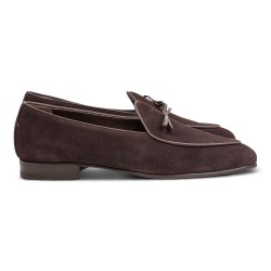 Yanko bow Belgian loafer mörkbrun reverse kudu mocka | Skolyx