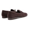 Yanko bow Belgian loafer dark brown reverse kudu suede | Skolyx