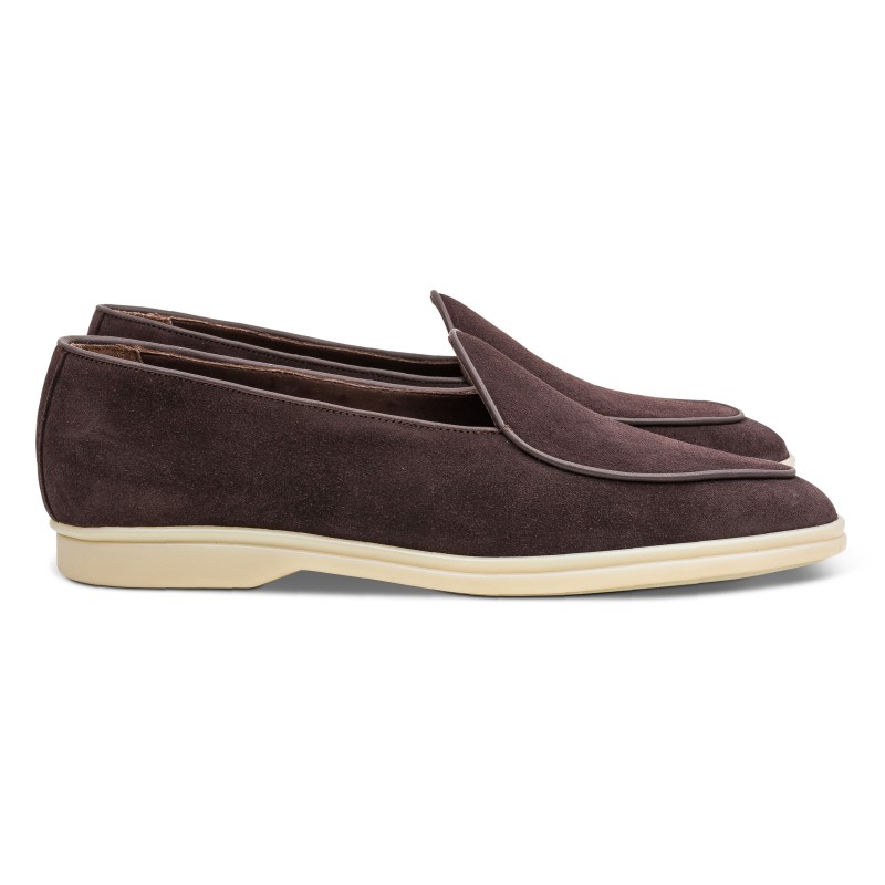 Yanko Traveler Belgian Loafer dark brown reverse kudu suede | Skolyx