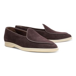 Yanko Traveler Belgian Loafer dark brown reverse kudu suede | Skolyx