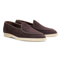 Yanko Traveler Belgian Loafer dark brown reverse kudu suede | Skolyx