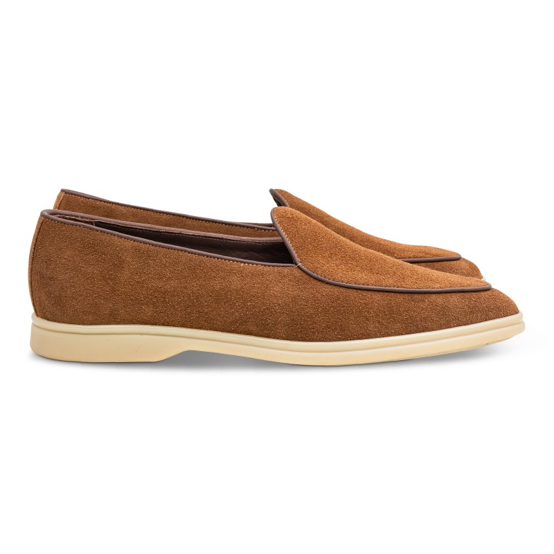 Yanko Traveler Belgian Loafer medium brown reverse kudu suede | Skolyx