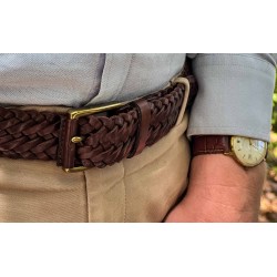 Braided belt in dark brown leather | Skolyx