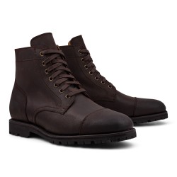 Yanko Cap toe service boot brown waxy commander | Skolyx