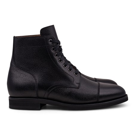 Yanko Cap toe service boot black grain | Skolyx